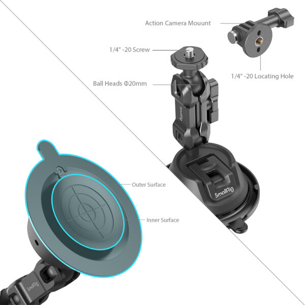 SmallRig - 4193 Portable Suction Cup Mount Support for Action Cameras SC-1K