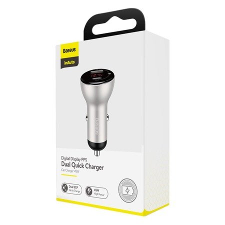 Baseus Digital Display Car Charger USB QC4.0 + USB-C PD 3.0